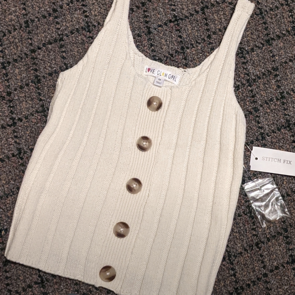 NWT LGG Pria Button Up Sweater Tank YM